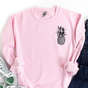 Pineapple Sweatshirt Pineapple Print, Left Chest, Fruit Shirt, Pineapple T Shirt Tumblr Top, Pineapple Sweater, Tumblr Crew image 1