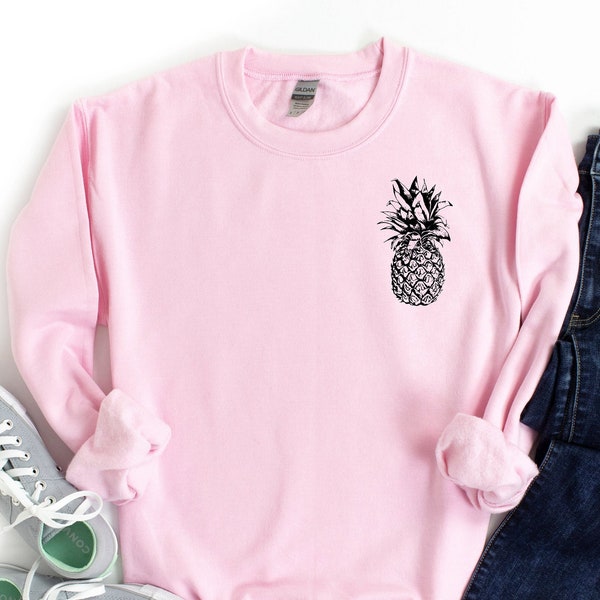 Pineapple Sweatshirt - Pineapple Print, Left Chest, Fruit Shirt, Pineapple T Shirt Tumblr Top, Pineapple Sweater, Tumblr Crew