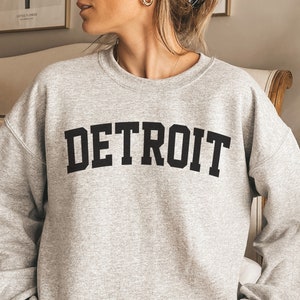 Detroit Sweatshirt, Collegiate Text, Michigan Sweatshirt, Detroit MI Crewneck Sweater, University State Inspired