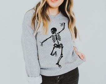 Dancing Skeleton Sweatshirt, Halloween Sweater, Skeleton Pullover, Skeleton Clothing, Skeleton Body, Skeleton Gift, Spooky Skeleton