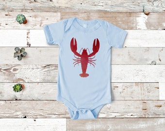 Lobster Watercolor  Infant Bodysuit, Lobster Toddler Tee 2021, Seafood , Nautical Outfit, Beach , Maine Lobster Gift