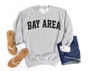 Bay Area Sweatshirt: Collegiate Text, California Crewneck
