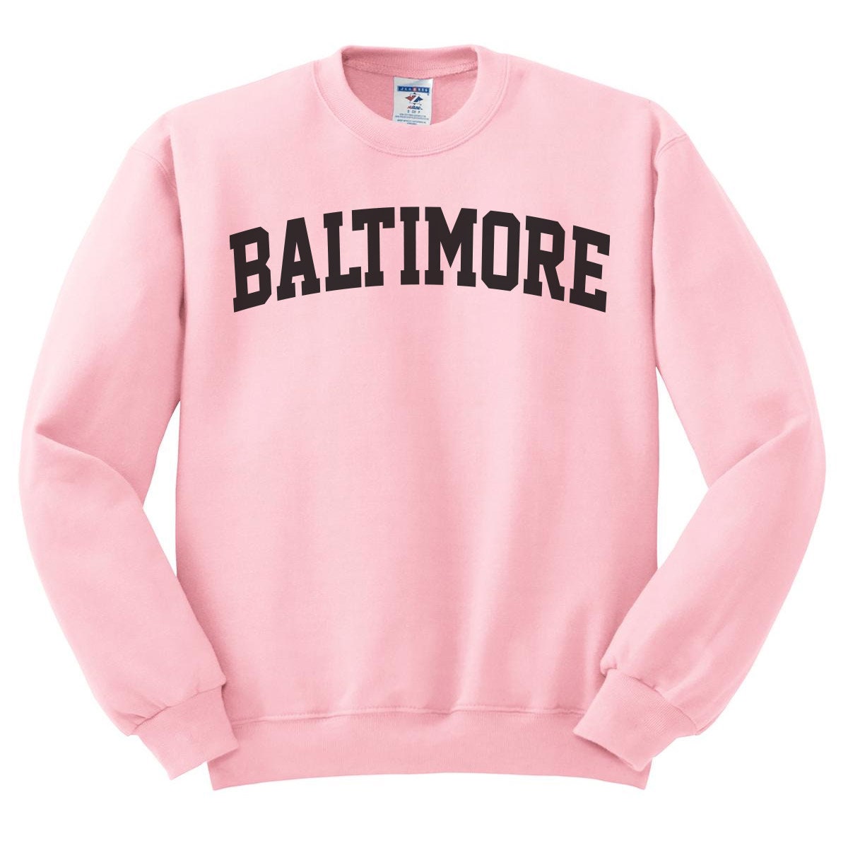 Maryland Varsity Style Pink Sweatshirt - Retro 80s Large Letter Text Design