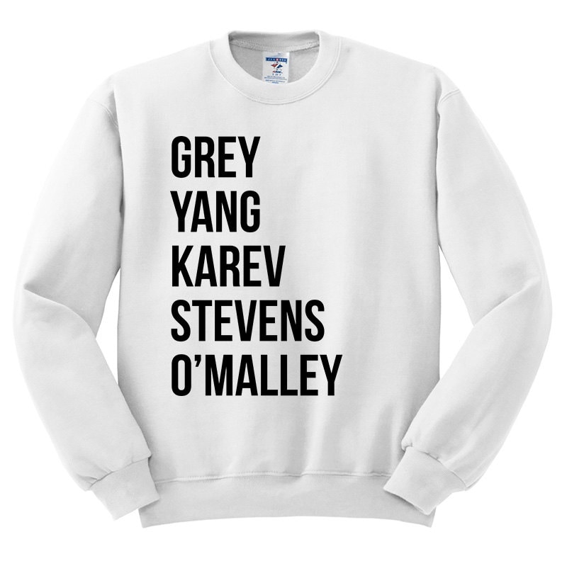 Greys Anatomy Sweatshirt Grey Yang Karev Stevens | Etsy