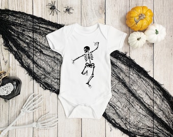 Dancing Skeleton Baby Bodysuit, Halloween Cute Baby, Halloween Baby Clothing, Baby Shower Gift, Gift For New Mom, Skeleton Baby