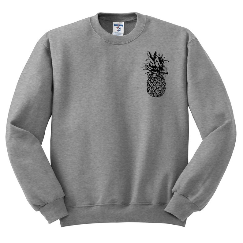 Pineapple Sweatshirt Pineapple Print, Left Chest, Fruit Shirt, Pineapple T Shirt Tumblr Top, Pineapple Sweater, Tumblr Crew image 2