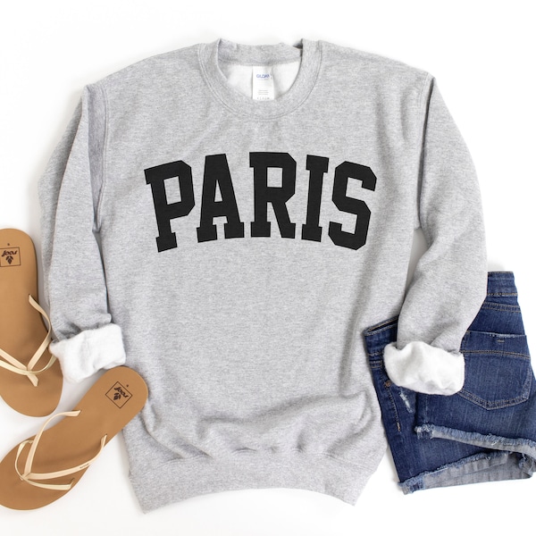 Paris Sweatshirt, Collegiate Text, France Sweatshirt, Paris FR Crewneck Sweater, University State Inspired