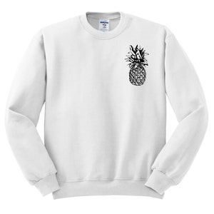 Pineapple Sweatshirt Pineapple Print, Left Chest, Fruit Shirt, Pineapple T Shirt Tumblr Top, Pineapple Sweater, Tumblr Crew image 3