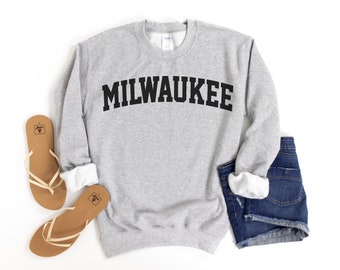 Milwaukee Wisconsin Sweatshirt: Collegiate Crewneck