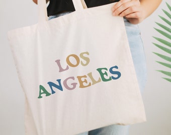 Los Angeles Canvas Tote Bag: Warped Text Design