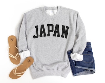 Japan Sweatshirt, Collegiate Style Crewneck, Travel Souvenir