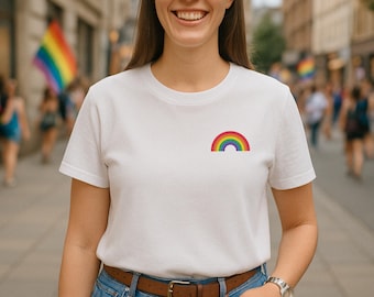 Rainbow Pride T-Shirt: Small Chest Design, LGBTQ+ Gay Pride Tee
