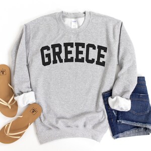 Greece Sweatshirt, Collegiate Text, Travel Sweatshirt, Greece GR Crewneck Sweater, University State Inspired