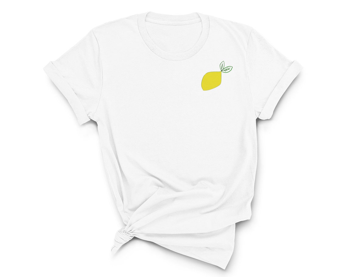 Lemon Pocket Shirt Lemon Print Left Chest Lemon Tee Fruit Etsy