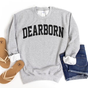 Dearborn Sweatshirt, Collegiate Text, Michigan Sweatshirt, Dearborn MI Crewneck Sweater, University Michigan Inspired