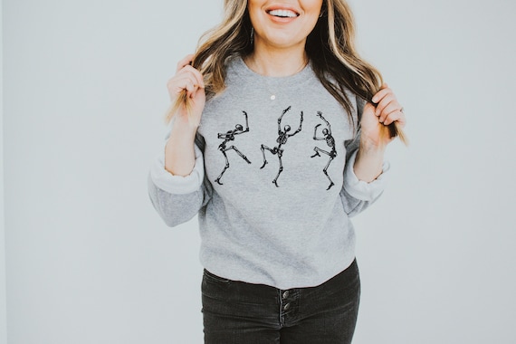 Vintage Dancing Skeletons Sweatshirt, Spooky Halloween Pullover
