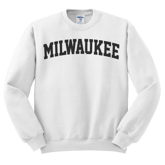 Milwaukee Sweatshirt, Collegiate Text, Wisconsin Sweatshirt, Milwaukee WI  Crewneck Sweater, University State Inspired 