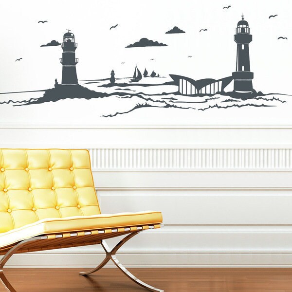 Wandtattoo Wandbild Skyline Warnemünde Strand Rostock Heimat Heimatliebe