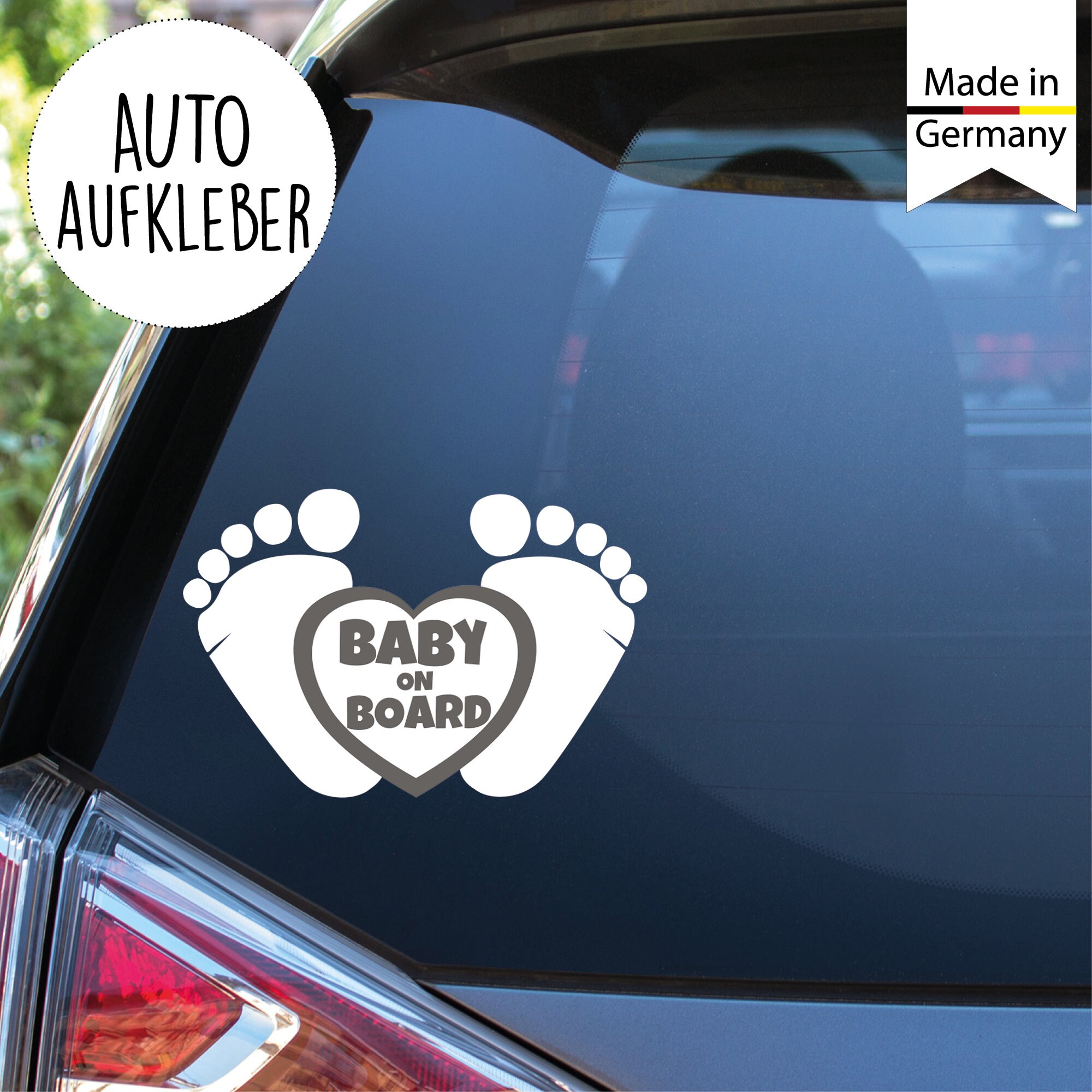 Autoaufkleber Babyfüsschen mit Spruch Baby on board Etsy.de