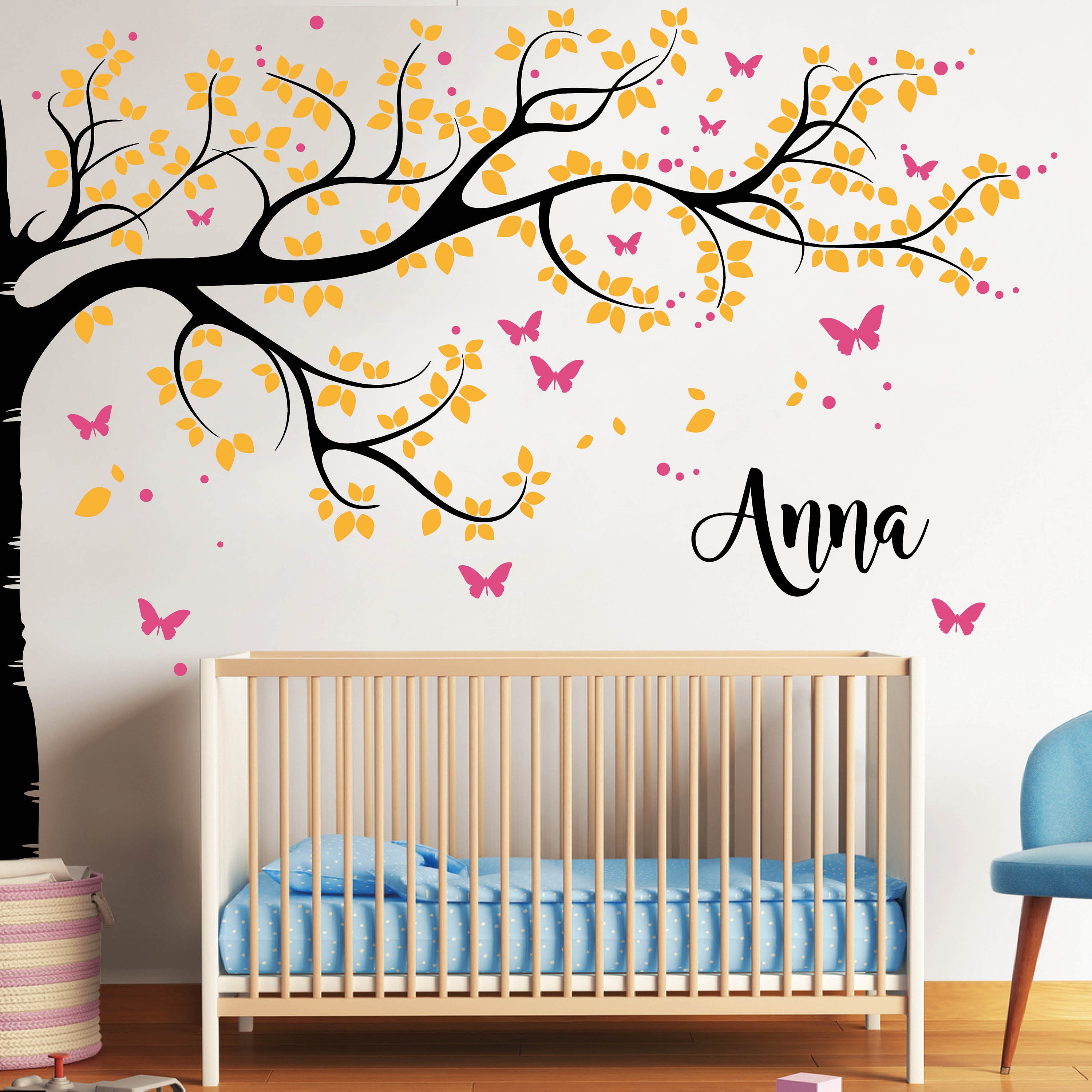 Wall Decal Nursery Tree With Desired Name 3colours Etsy