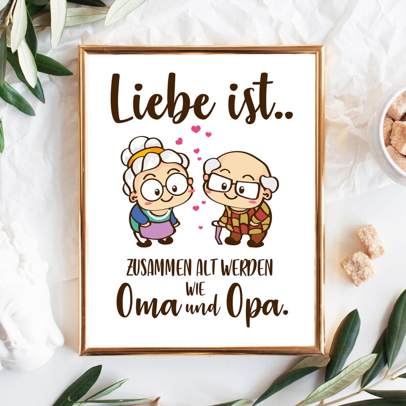 Print Illustration Liebe ist zusammen alt werden wie Oma und Etsy