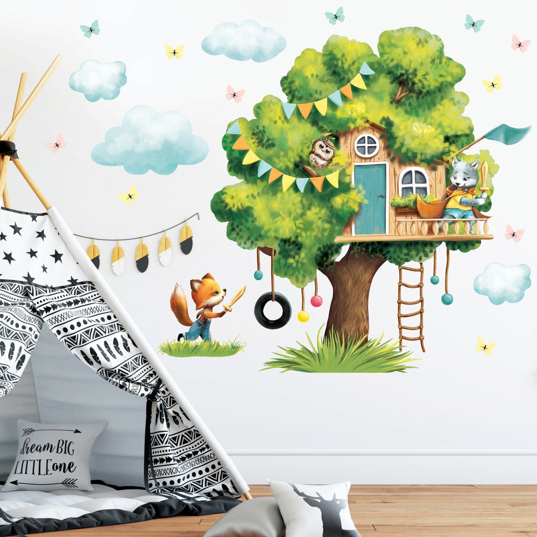 Wandtattoo Kinderzimmer Baumhaus Fuchs Tierfreunde Bunt Dekoration  Babyzimmer - Etsy Sweden