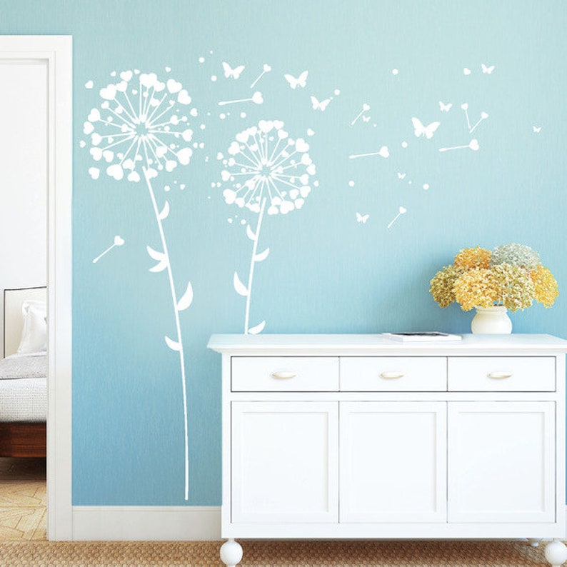 Einzigartig Etsy Wandtattoo Pusteblume Wandtattoo Pusteblume mit Herzen 2farbig 120x123