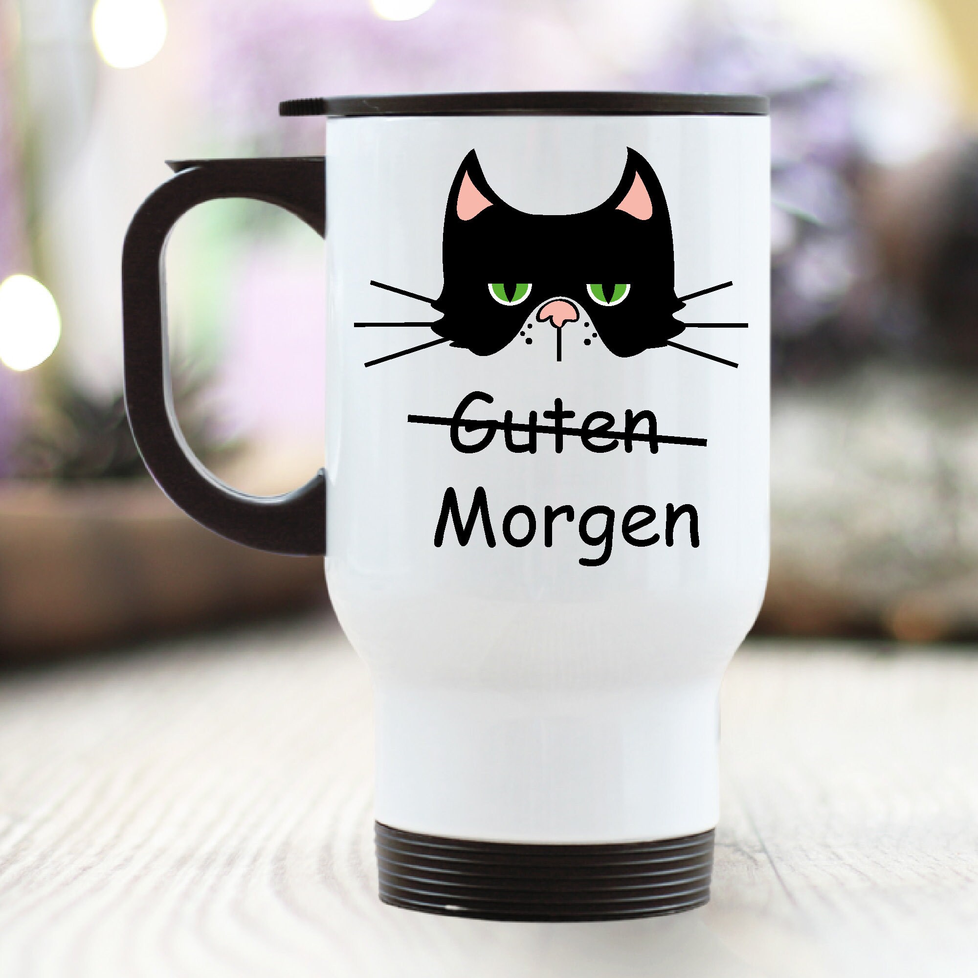 Thermo Becher Katze Grimmig Grumpy cat Guten Morgen Geschenk | Etsy
