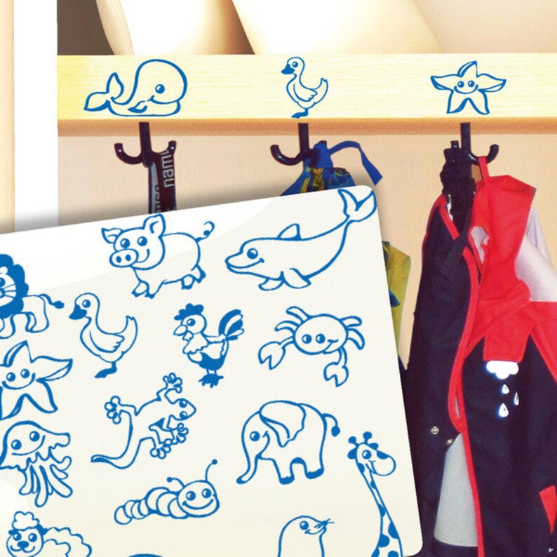 Aufkleber Kita Garderoben Kennzeichnung Tiere Set | Etsy