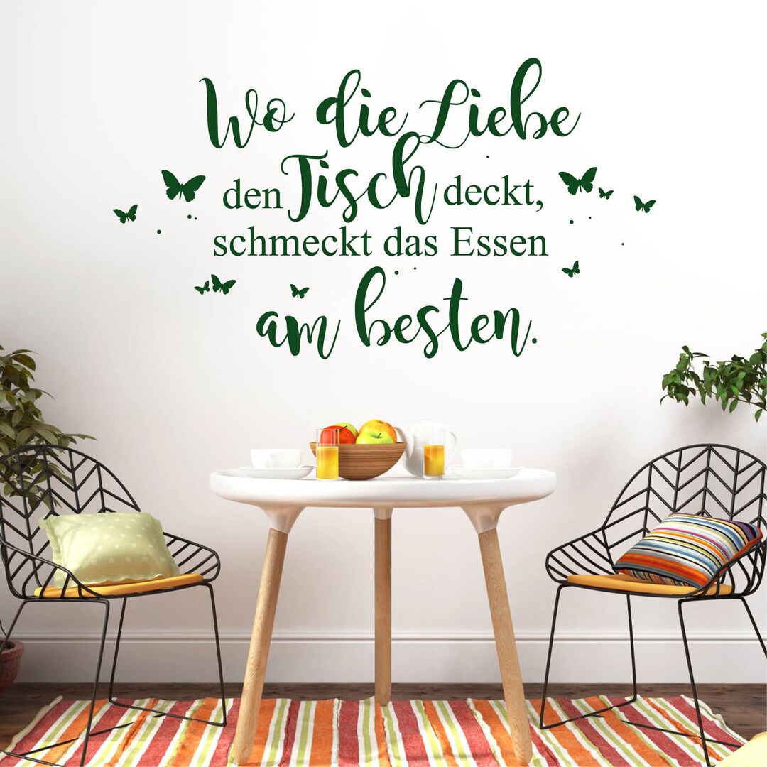 Wandtattoo Wo die Liebe den Tisch deckt Spruch Dekoration Etsy.de