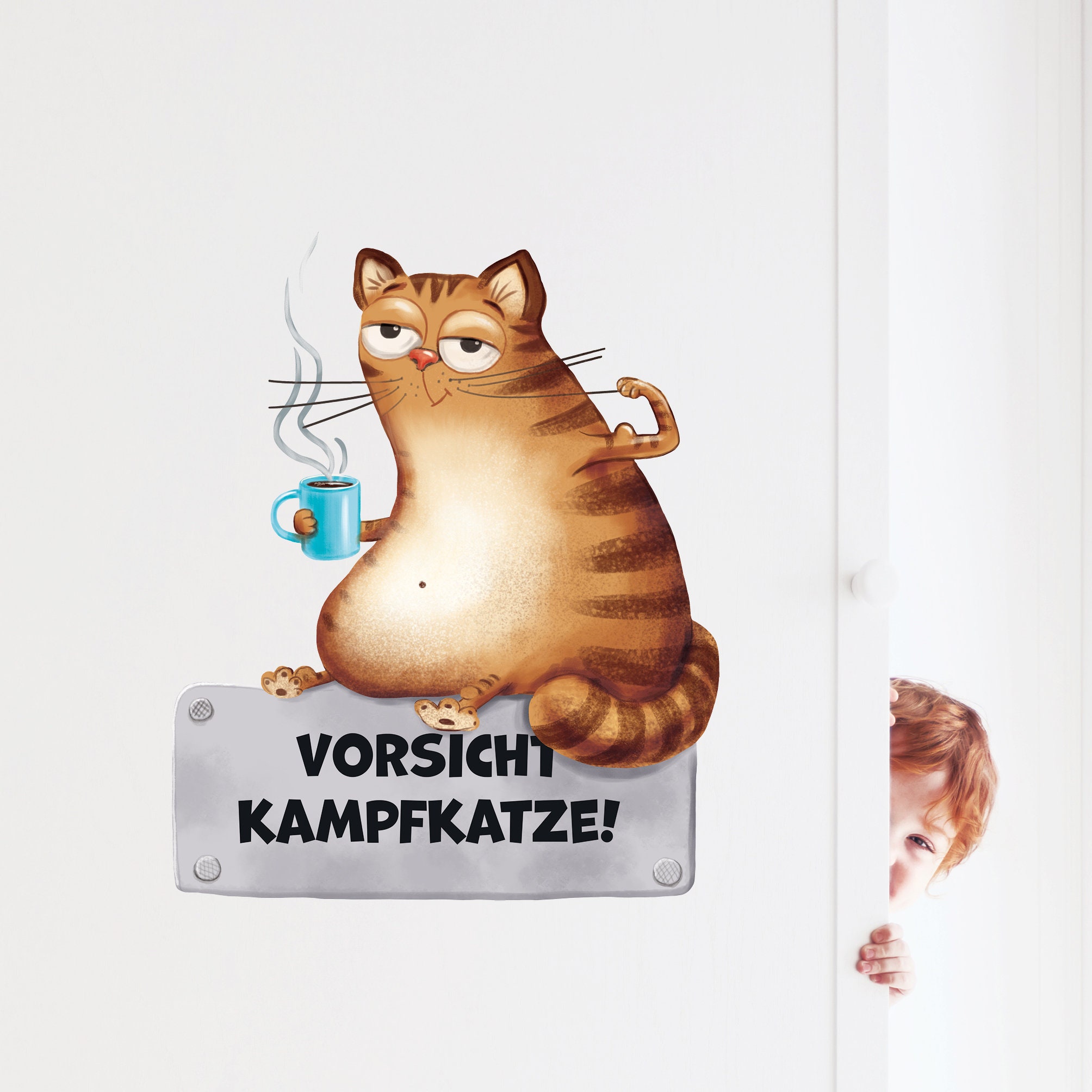 Wandtattoo Topfgucker Katze cat Vogel, Wandaufkleber, Wandfolie, Wanddekoration, Wandmotiv