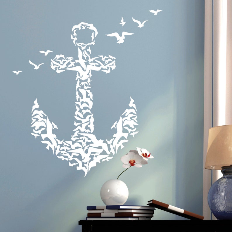Wandtatto anchor from birds Maritim Bird