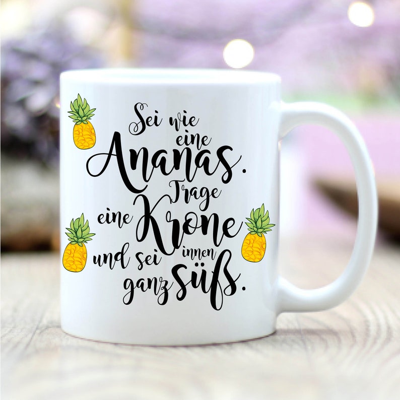 Kaffee Tasse Sei wie eine Ananas. Spruch Etsy