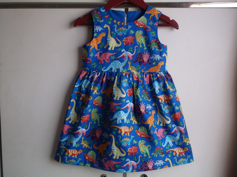 Blue dinosaurs dress image 3