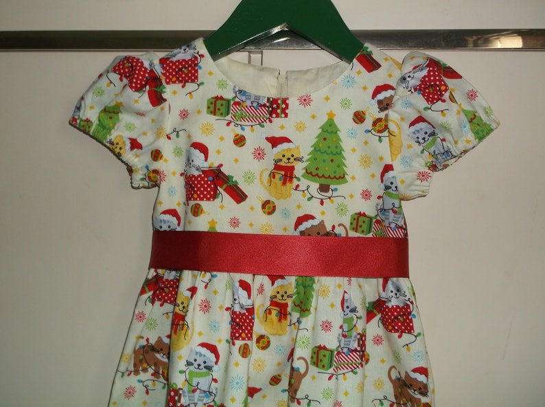 Christmas kittens lemon dress