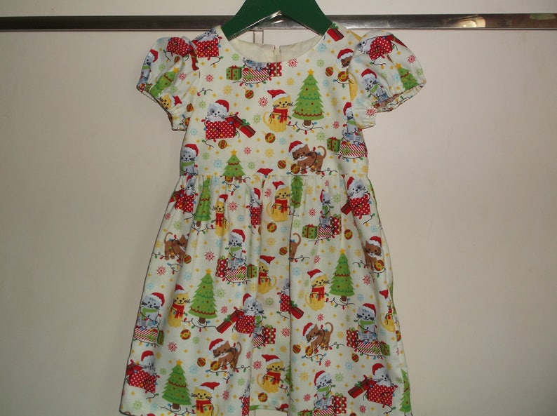 Christmas kittens lemon dress