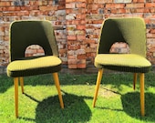 Czechoslovakian Tatra Upholstered Chairs in Olive Green Color by Antonin Suman
