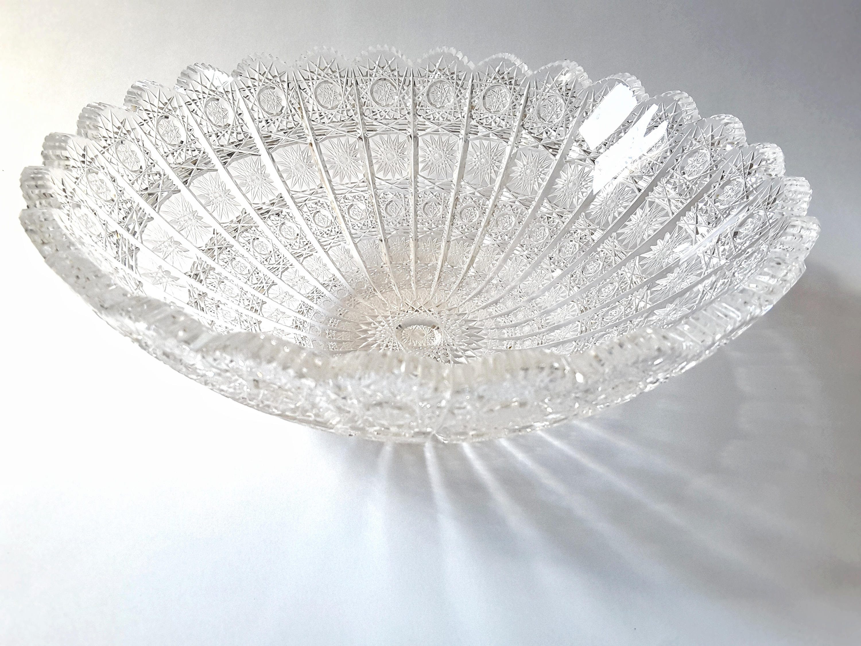 Leaded Crystal Cut To Clear Glass Bowl Two massive Bohemian glass bowls