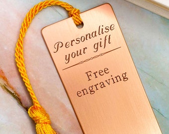 Customised gift custom engraved bookmark personalised gift copper bookmark gifts for her, gifts for him, gifts for men, personalized for him