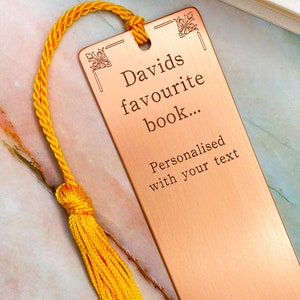 Personalised gifts for son, son bookmark, gifts for son, personalised bookmark, copper bookmark, engraved bookmark, engraved gifts for men image 1