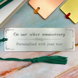 Engraved silver anniversary gift personalised gifts for silver wedding anniversary silver bookmark silver gifts for men silver gift for wife