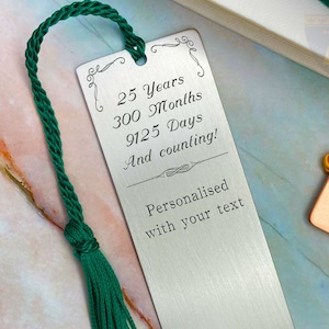 Regalos del 25 aniversario para el marido marcador de aniversario de bodas de plata regalo personalizado para él regalos de marcador de aniversario de plata para hombres