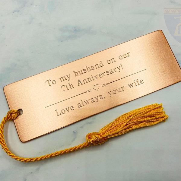 copper anniversary gift for husband copper gifts for husband personalised for him custom bookmark 7th anniversary for him engraved copper