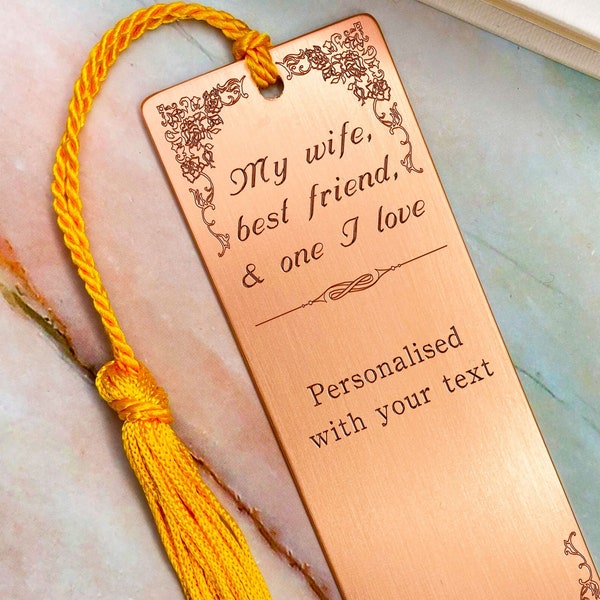 Copper anniversary gifts for wife, wife anniversary gift, bookmark for wife, personalised gifts for wife, copper gift for wife, custom gift