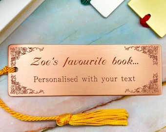 Personalised copper bookmark, custom metal bookmark, engraved bookmark, bookmark gifts for her, gifts for wife, copper gifts for men,