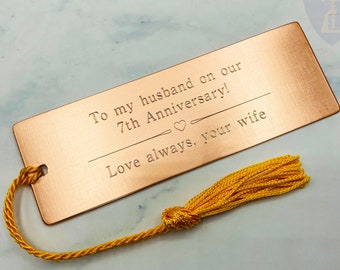 copper anniversary gift for husband copper gifts for husband personalised for him custom bookmark 7th anniversary for him engraved copper