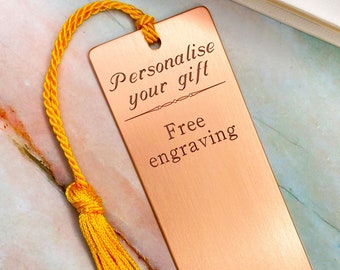 Personalised bookmark, copper bookmark, metal bookmark, engraved bookmark, custom bookmark, copper gifts for men, readers gift, gift for her