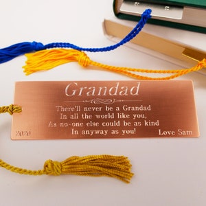 Gifts for Grandad, Gifts for Grandpa, Grandfather gift, grandad bookmark, grandpa bookmark, custom bookmark, personalised gift birthday gift