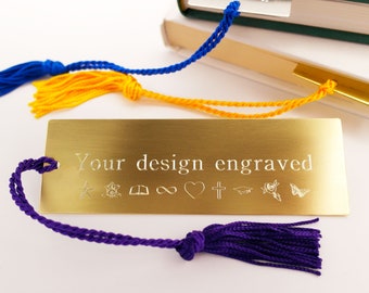Personalised brass bookmark, custom bookmark, engraved bookmark, personalised gift, gold bookmark, gold anniversary gift, bookworm gift