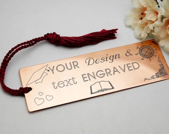 Custom Copper Bookmark Personalised Gift End Metal Customised Present Your Own Design For Men Women